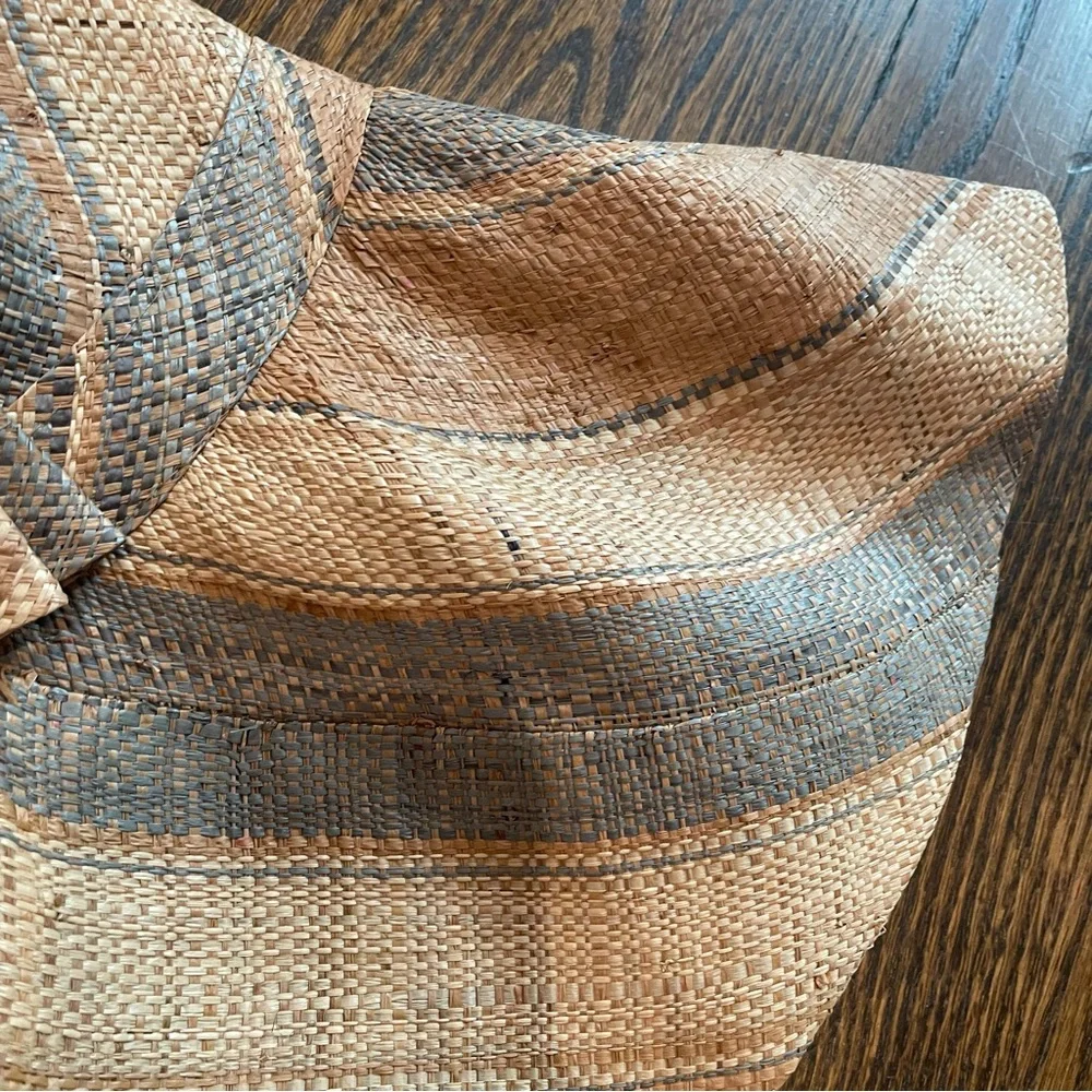 SHEBOBO Monica Wide Brim Multicolor Stripe Pattern Packable Straw Sun Hat_8